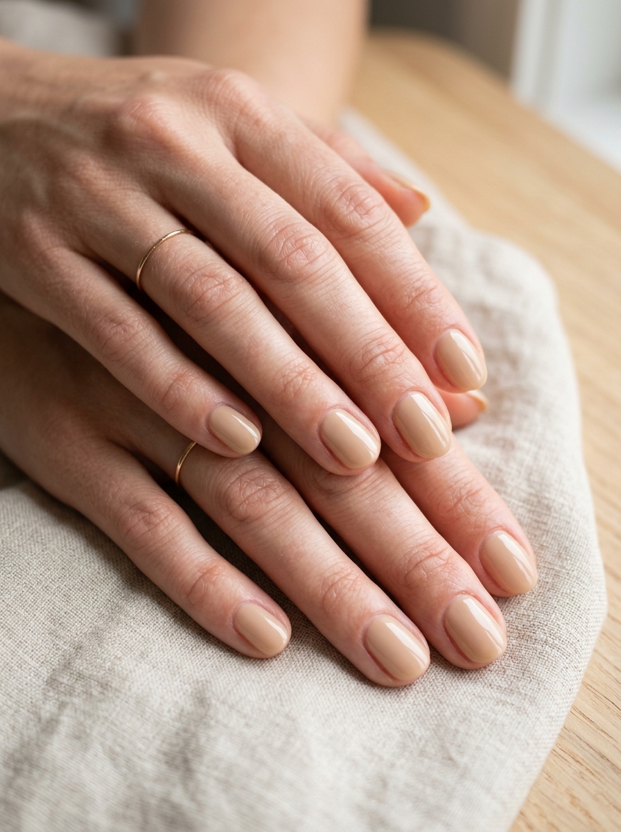 Beige Shellac Nails